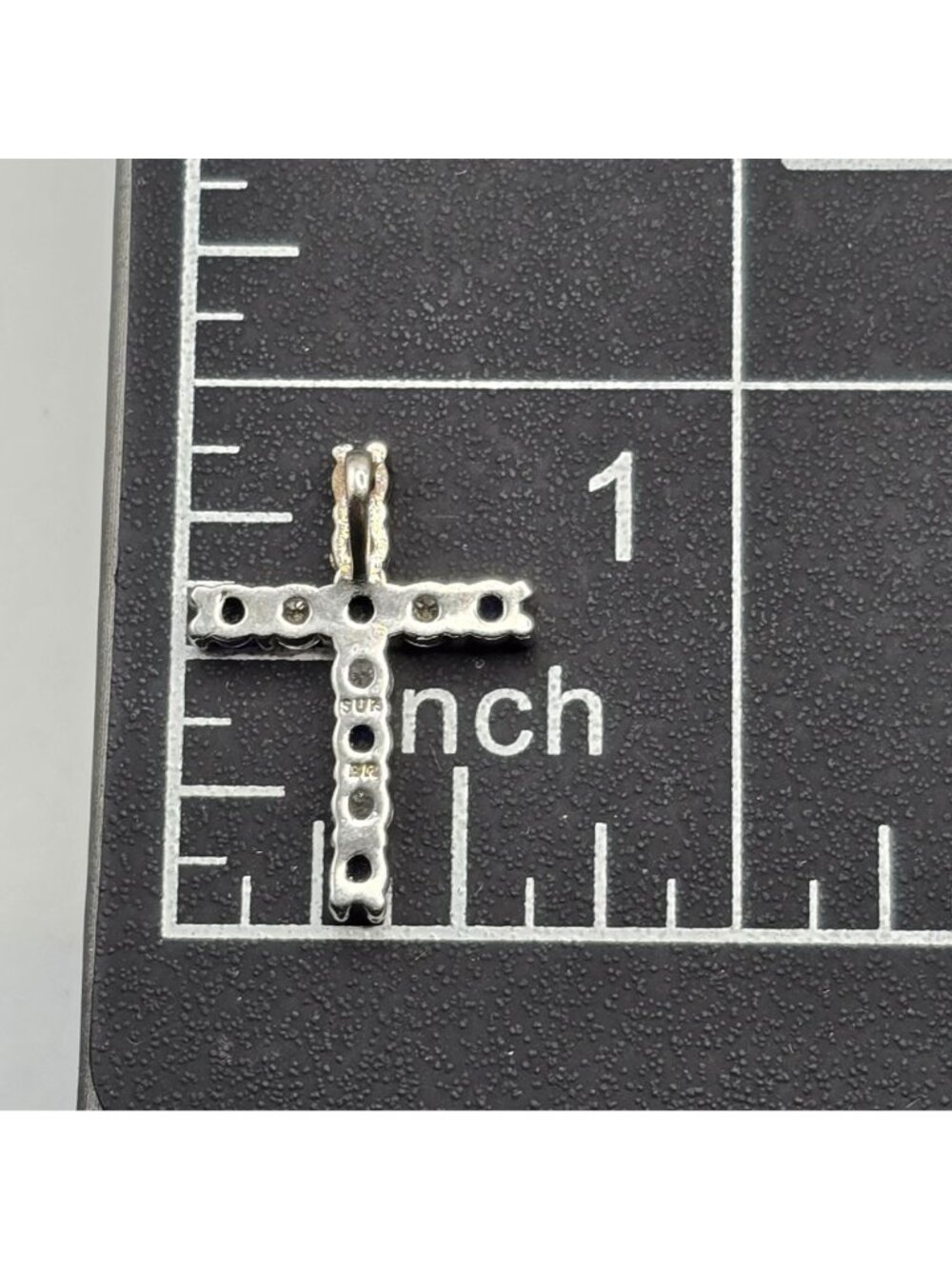 Sterling Silver Lab Sapphire CZ Cross Pendant Dainty Blue Charm 925 Hidden Bail - Picture 6 of 11